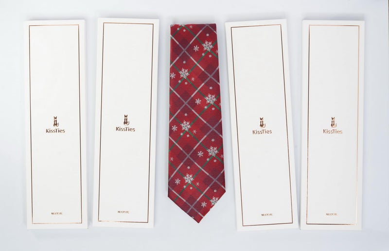 KissTies Christmas Tie Snowflakes Red Plaid Necktie Holiday Season Ties - Image 5